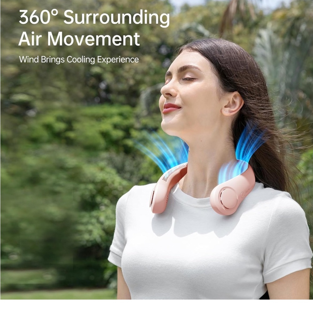 Pink Wearable Neck Fan
